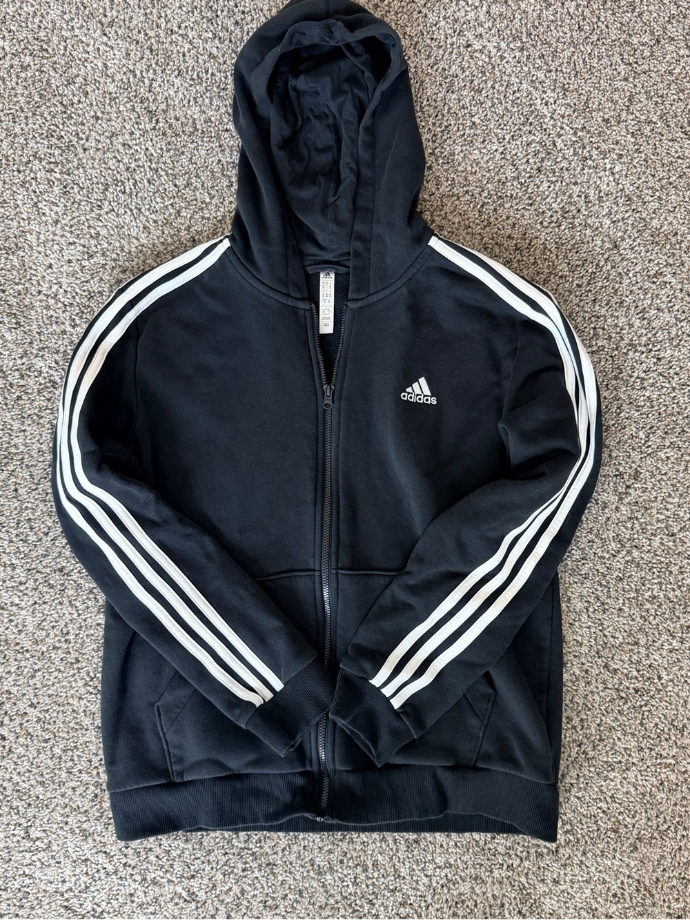 adidas Adult Women L Black Full-Zip Hoodie with Hood